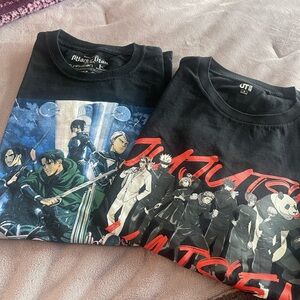 Attack on Titan and Jujutsu Kaisen T-Shirts - Black